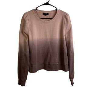 Me Em Womens Sweatshirt Size 12 Mauve Pullover Puff Sleeve Cotton Ombre Pink